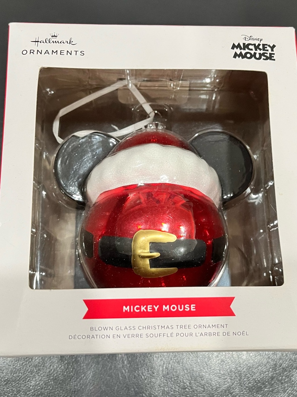 Hallmark Disney Mickey Mouse Red & Black Santa Ornament Collectible Ornament